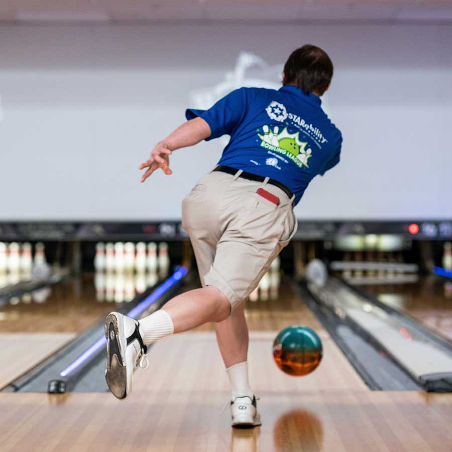STAR participant bowling during Bowling League | STARability Foundation
